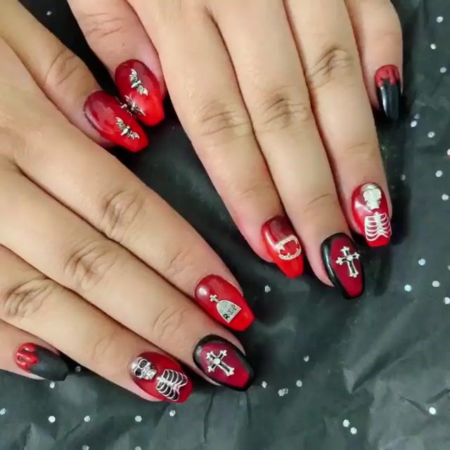 Glow in the dark red nails sale